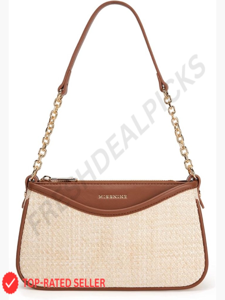 Vegan Leather Hobo Shoulder Bag With Raffia Weave Trendy Crossbody Purse